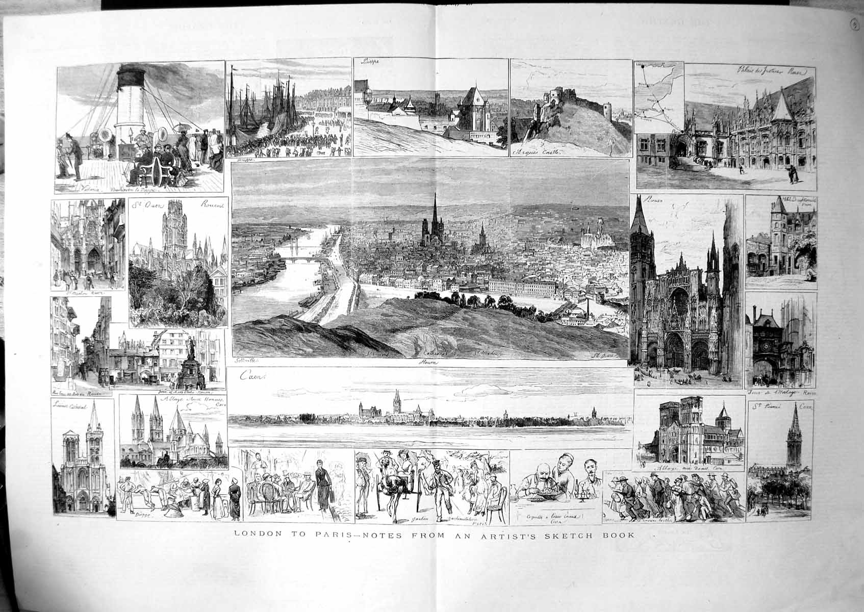 Old Print London To Paris Notes From Artists Sketchbook Views City 1879 19th