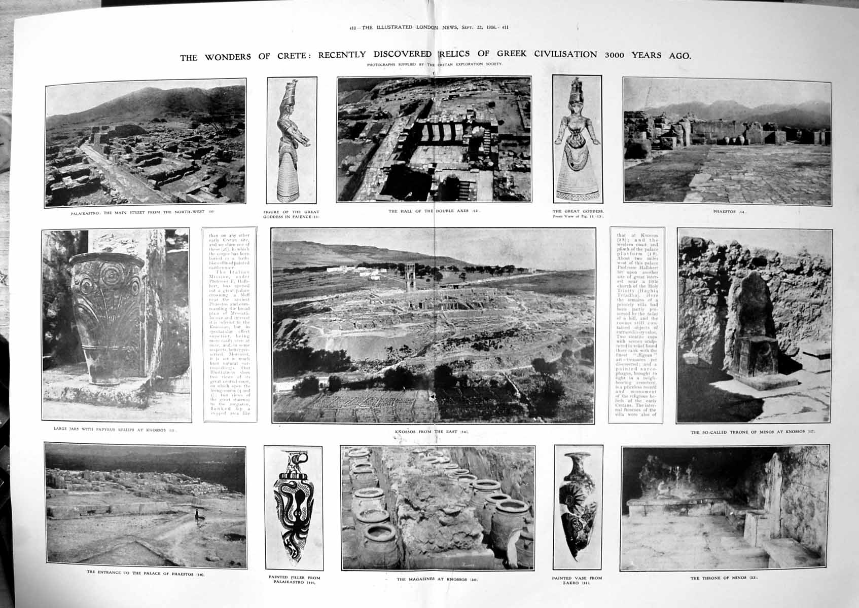 Antique Old Print Wonders Crete Relics Greek Civilisation 3000Yrs Ago 1906