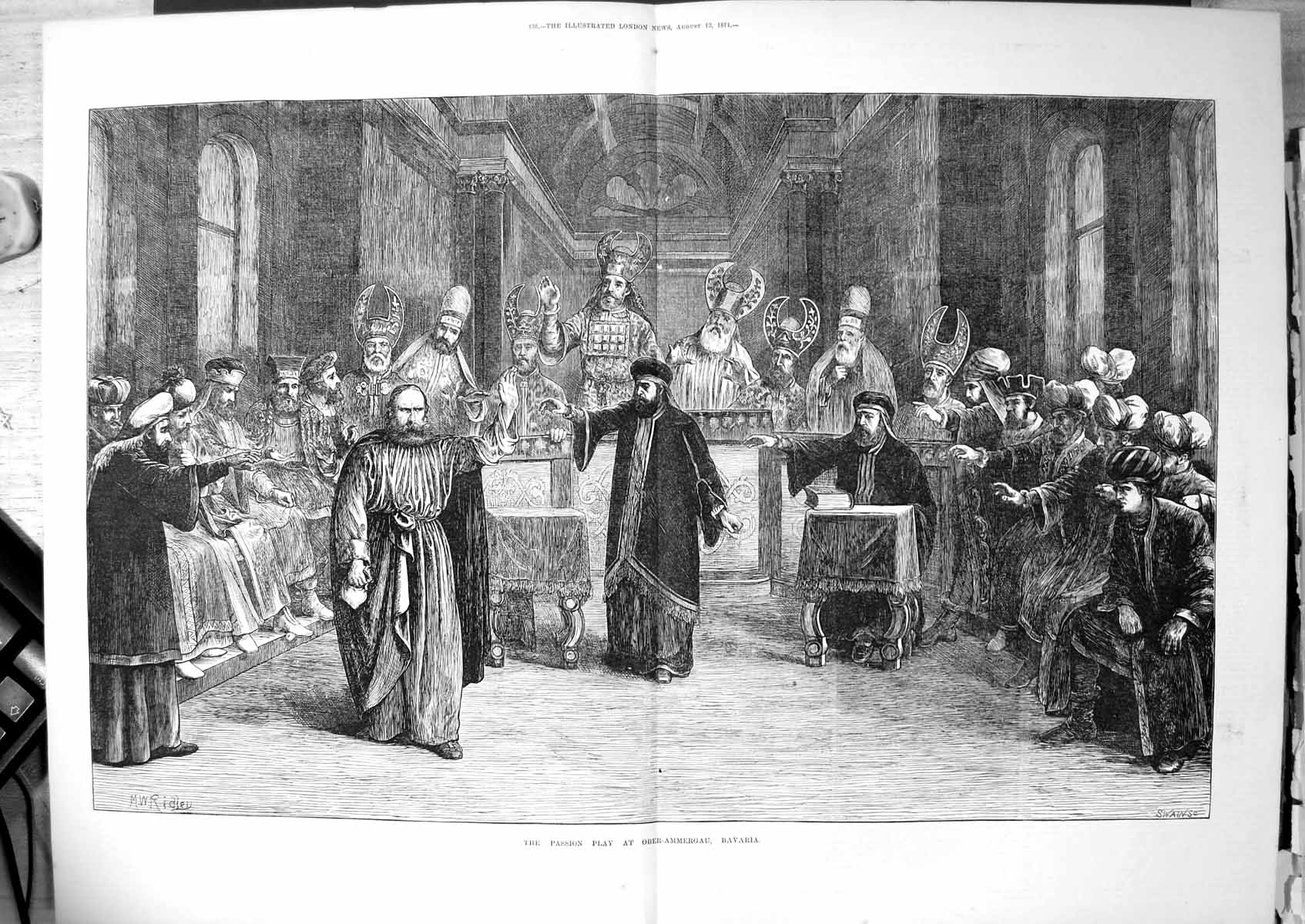 Old Print Passion Play Ober-Ammergau Bavaria Mw Ridley Scene Actors 1871 19th