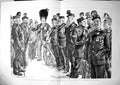 Old Antique Print Before Inspection Group Men Corps Commissionaries 1887 19th
