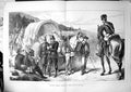 Original Old Antique Print Wounded German Siers On Way To Rear Horse Hay 1870