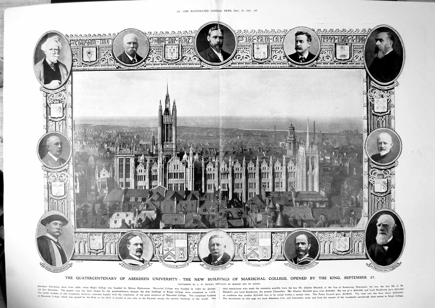 Antique Old Print Quatercentenary Aberdeen Univeristy Marischal College 1906