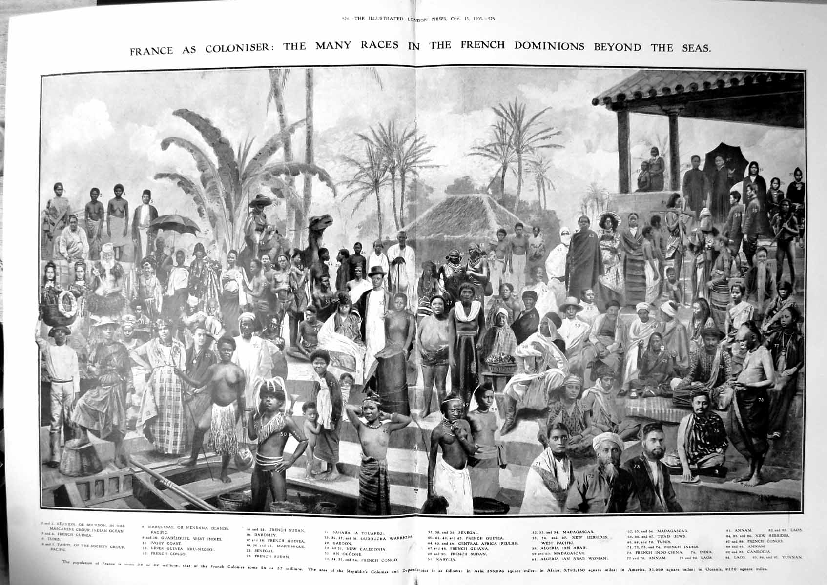 Antique Print France As Coloniser Many Races French Dominions Abroad 1906 20th
