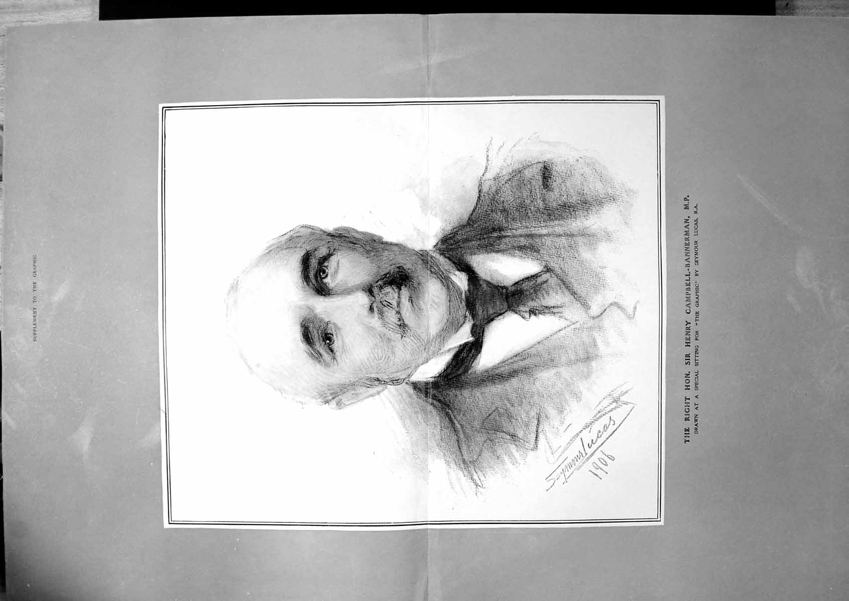 Antique Old Print Right Hon. Sir Henry Campbell-Bannerman Mp S Lucas C1906