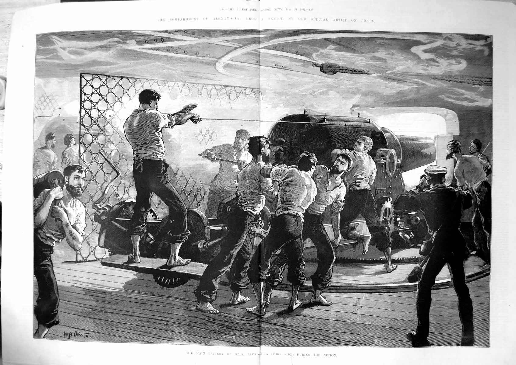 Old Antique Print Bombardment Alexandria Main Battery Hms Alexandra 1882 19th