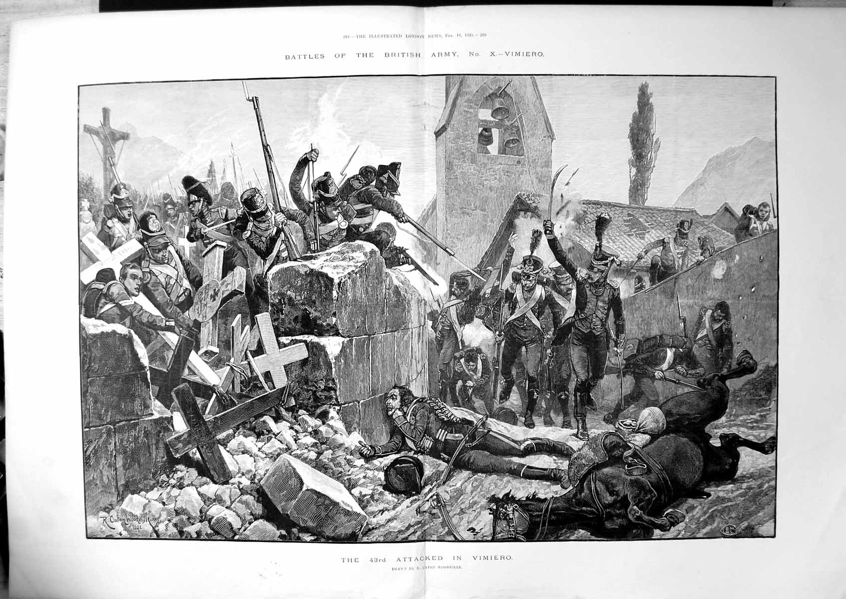 Antique Old Print Battles British Army No X Vimiero R Caton Woodville 1895