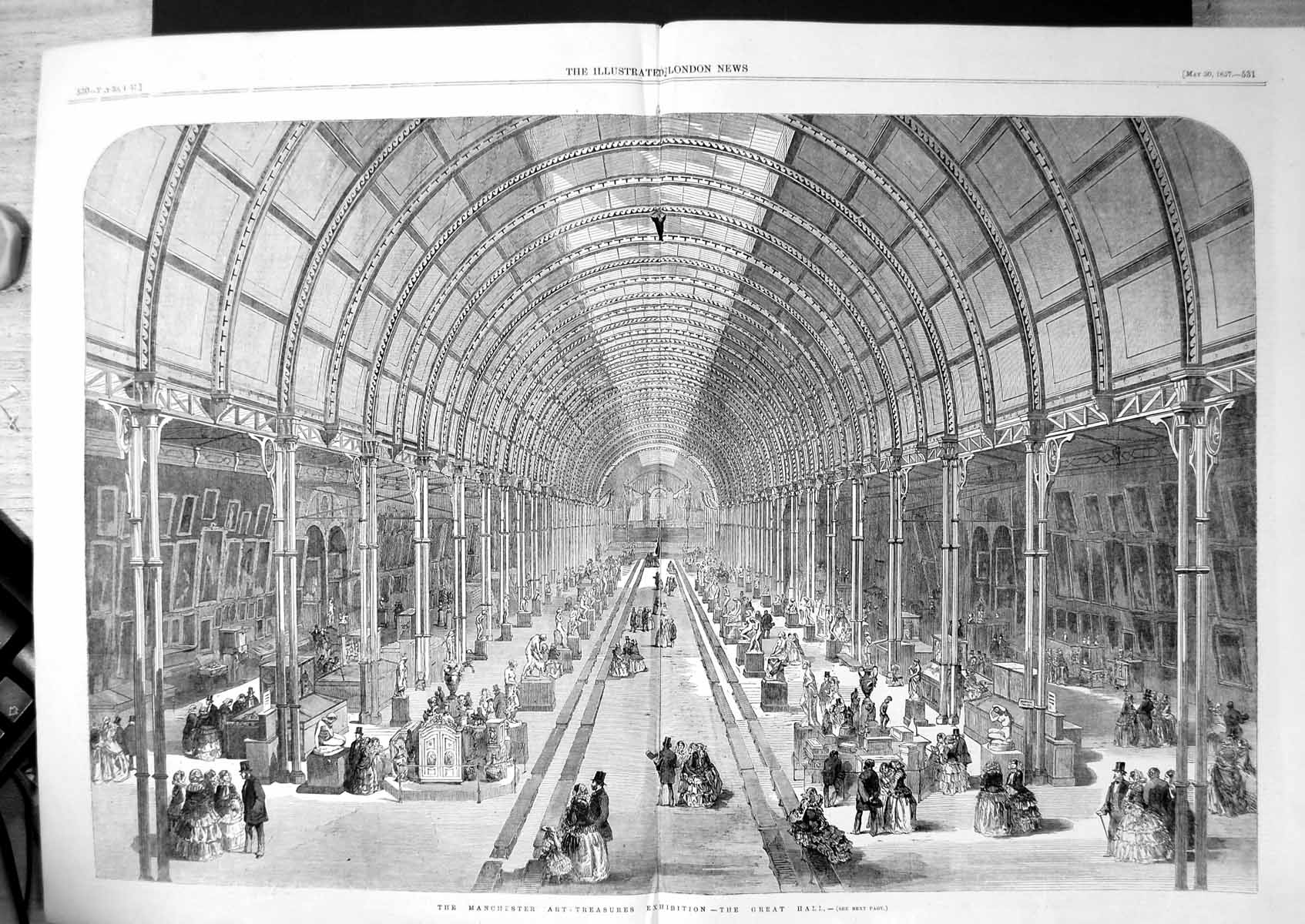 Antique Print Manchester Art Treasure Exhibition Great Hall Sculpture 1857