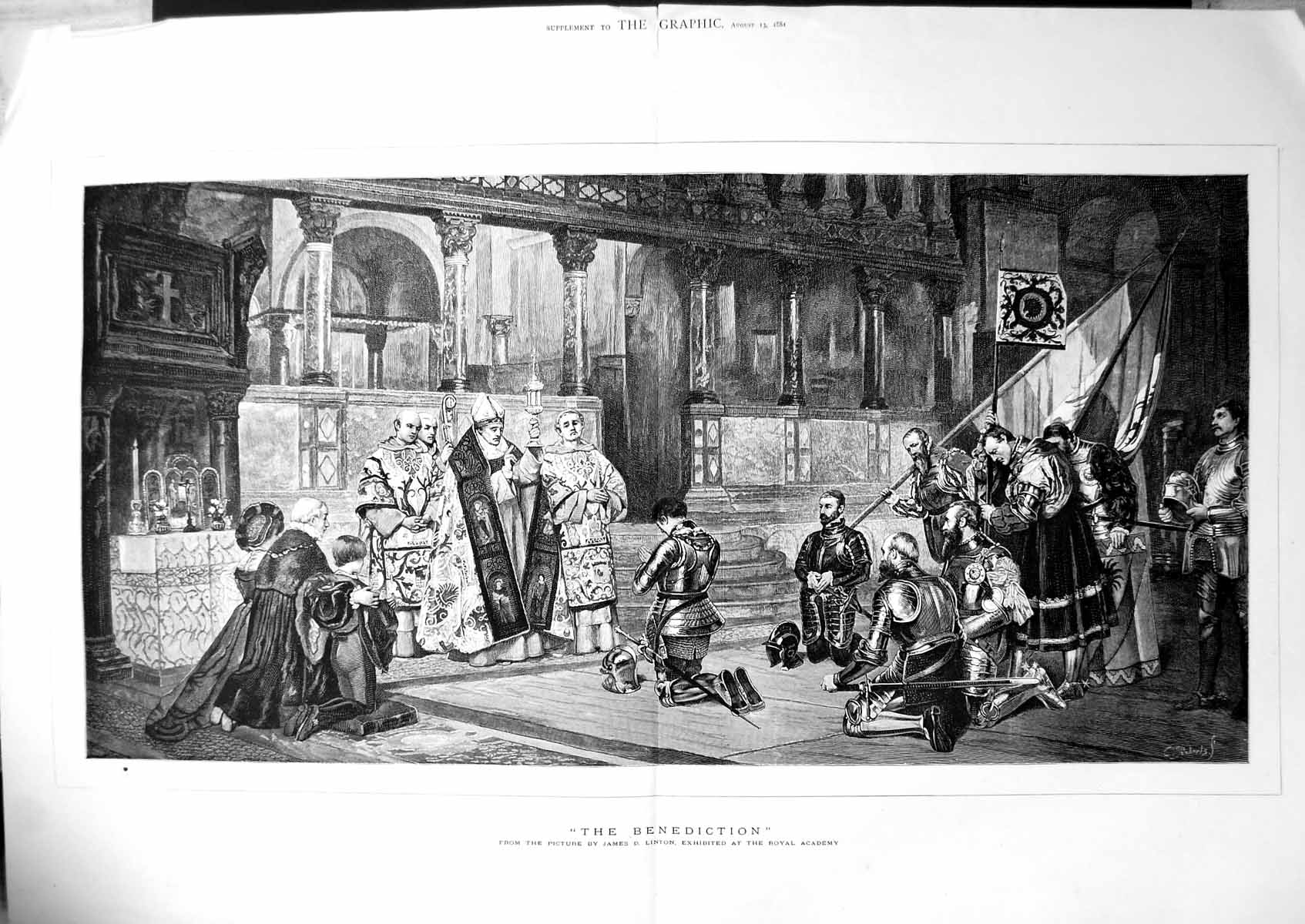 Old The Benediction From Picture James D Linton Knights Armour 1881Victorian