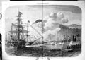 Antique Old Print Prince Wales Landing Quebec Ships Rowing Boats Canada 1860