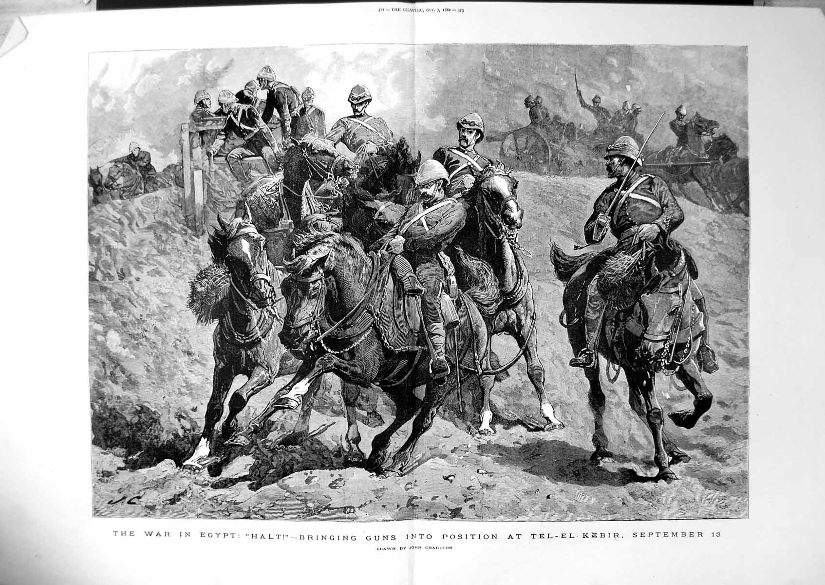 Old War Egypt Halt Bringing Armoury Into Position Tel-El-Kebir 1882Victorian