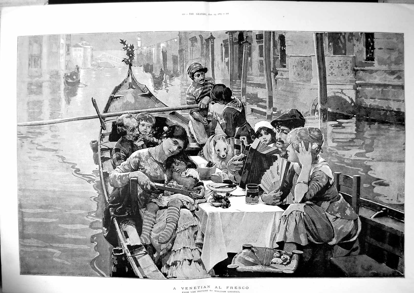 Old Venetian Al Fresco William Logsdail Picnic Family Dog Music 1887Victorian