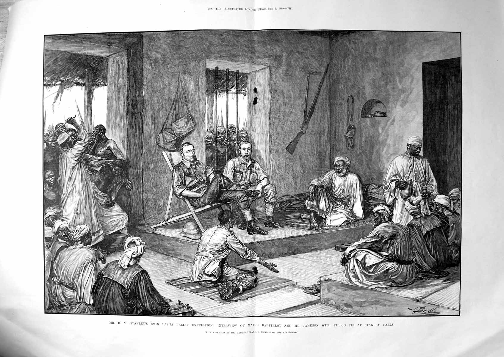 Old Print Hm Stanley Emin Pasha Relief Expedition Interview H Ward 1889 19th