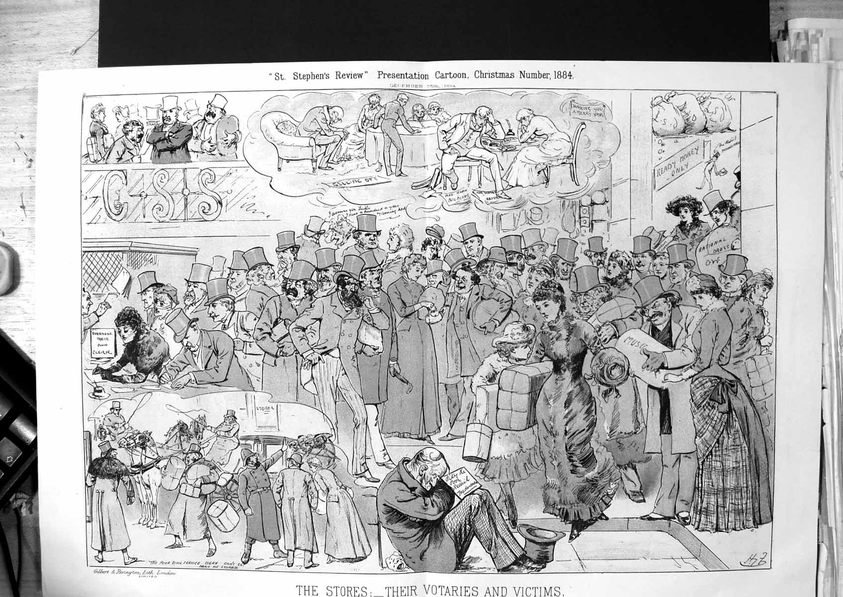 Antique Print St Stephens Review Presentation Cartoon Stores Votaries 1884