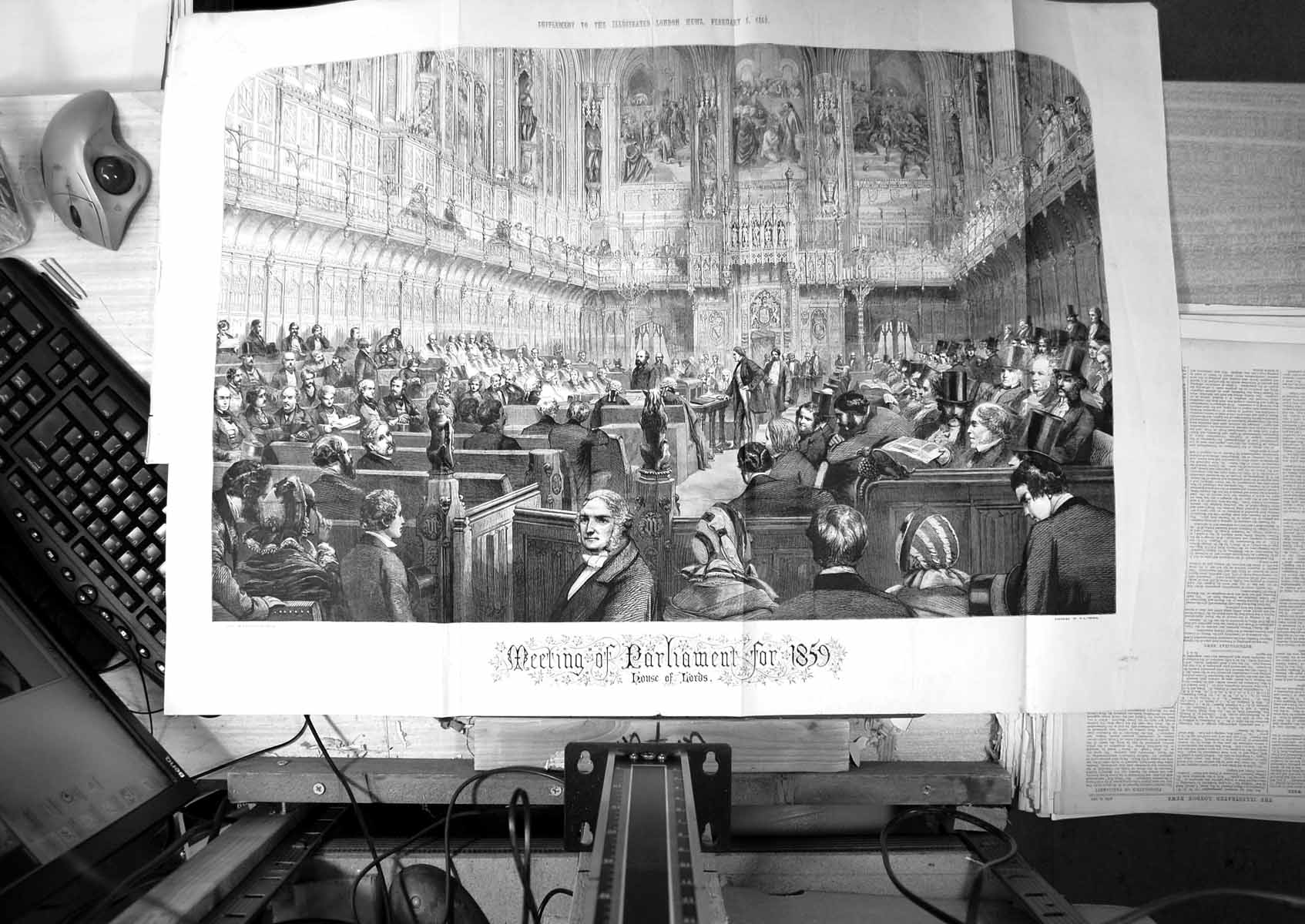 Old Antique Print Meeting Parliament For 1859 House Lords Gentlemen 1859 19th