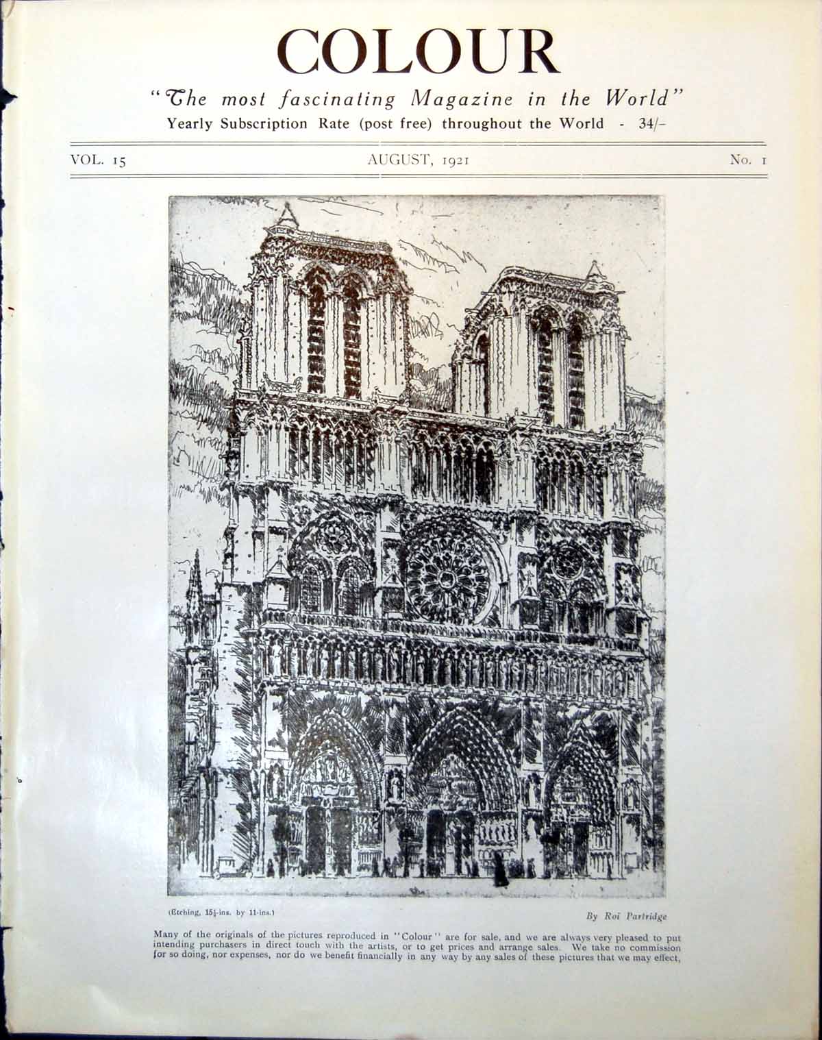 Old Print Cathedral Etching Roi Partridge Landscape Bm Knight Eaton 1921 20th