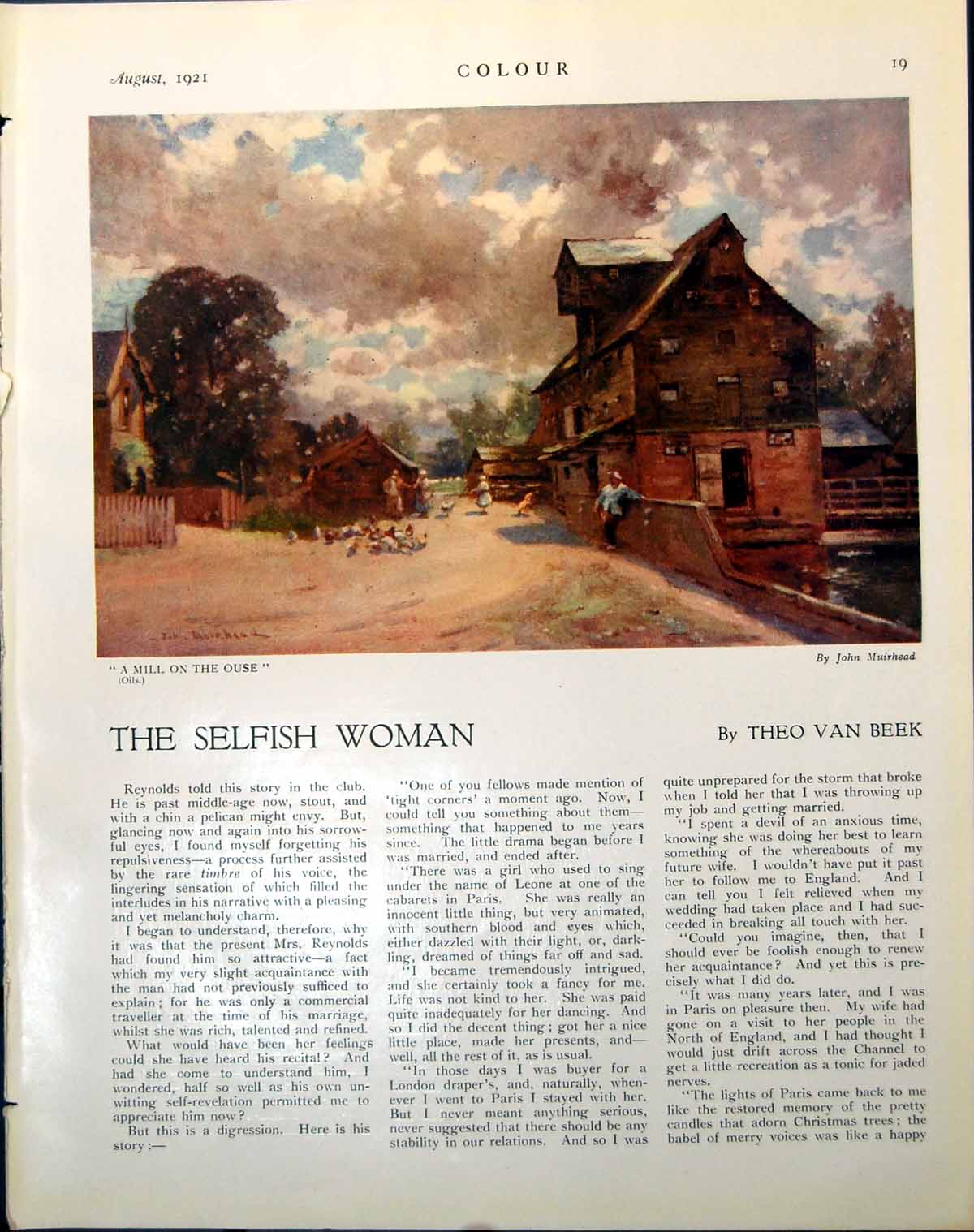 Old Print Mill Ouse John Muirhead Le Front A Neuf Pervyse Mh Meunier 1921 20th