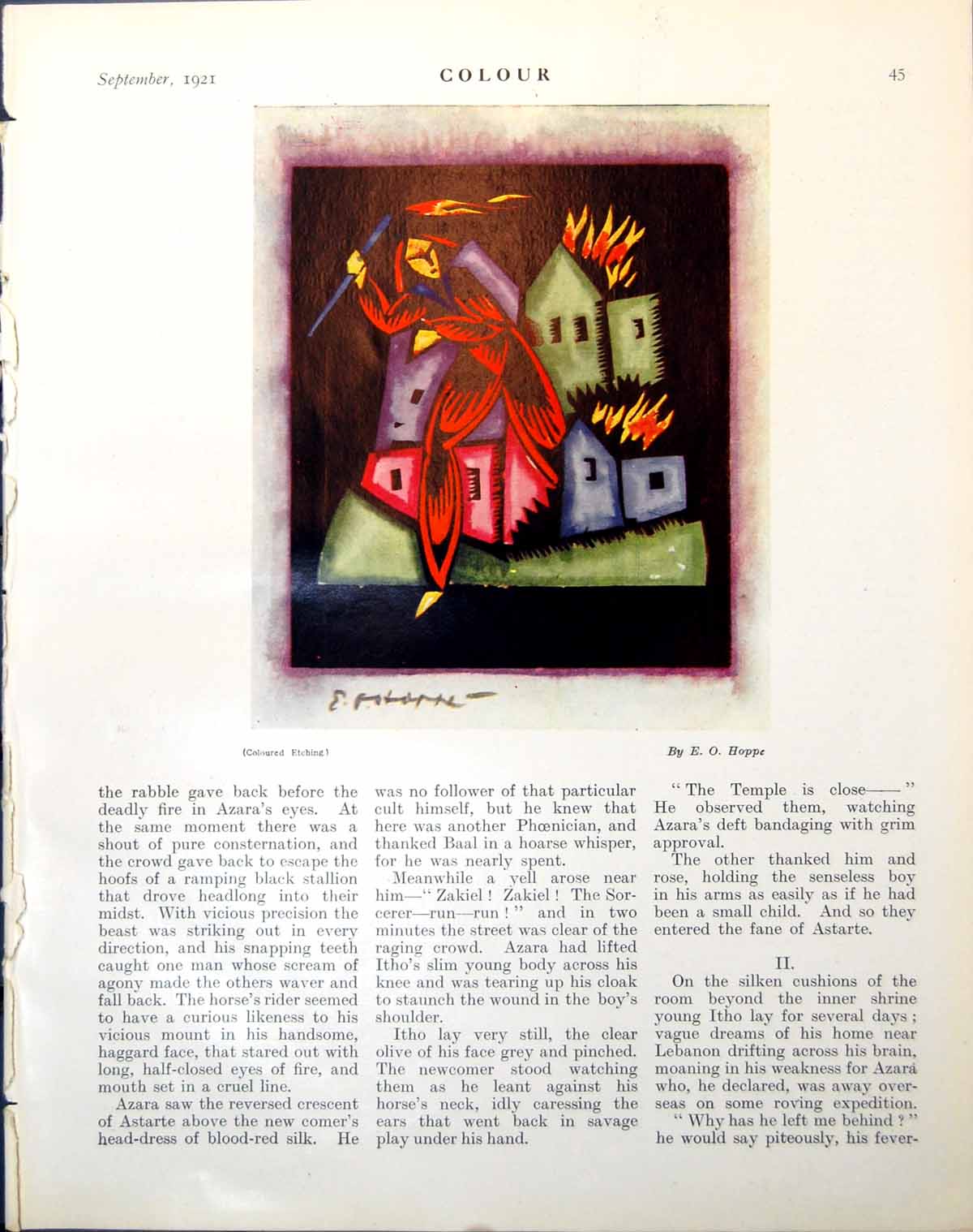 Antique Print Coloured Etching Eo Hoppe Pescatore Il Grado E Del Neri 1921 20th