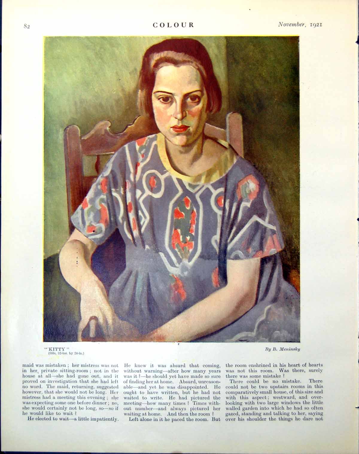 Antique Print Kitty Woman B Meninsky Sindah Al Harrass Eric Kennington 1921