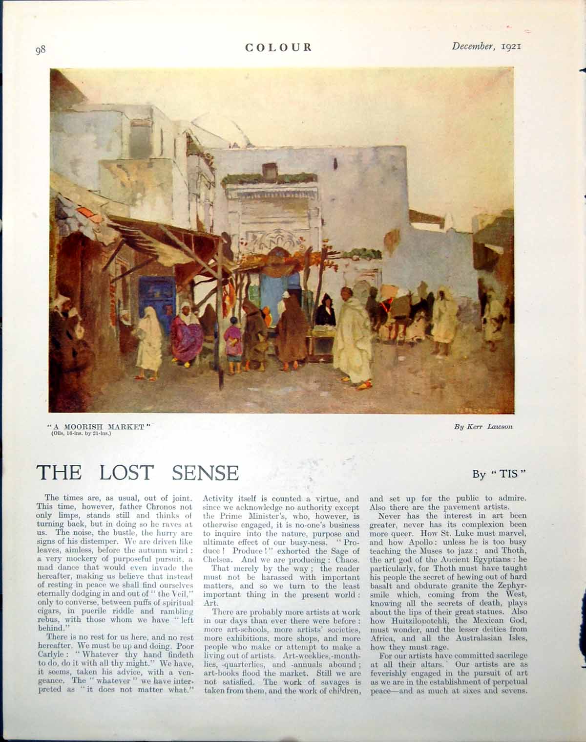 Original Old Vintage Print Moorish Market K Lawson Bedelia G Spencer Pryse 1921