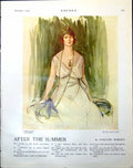Antique Old Print Portrait Watercolour Bn Tait Etching Toddler W Conor 1921
