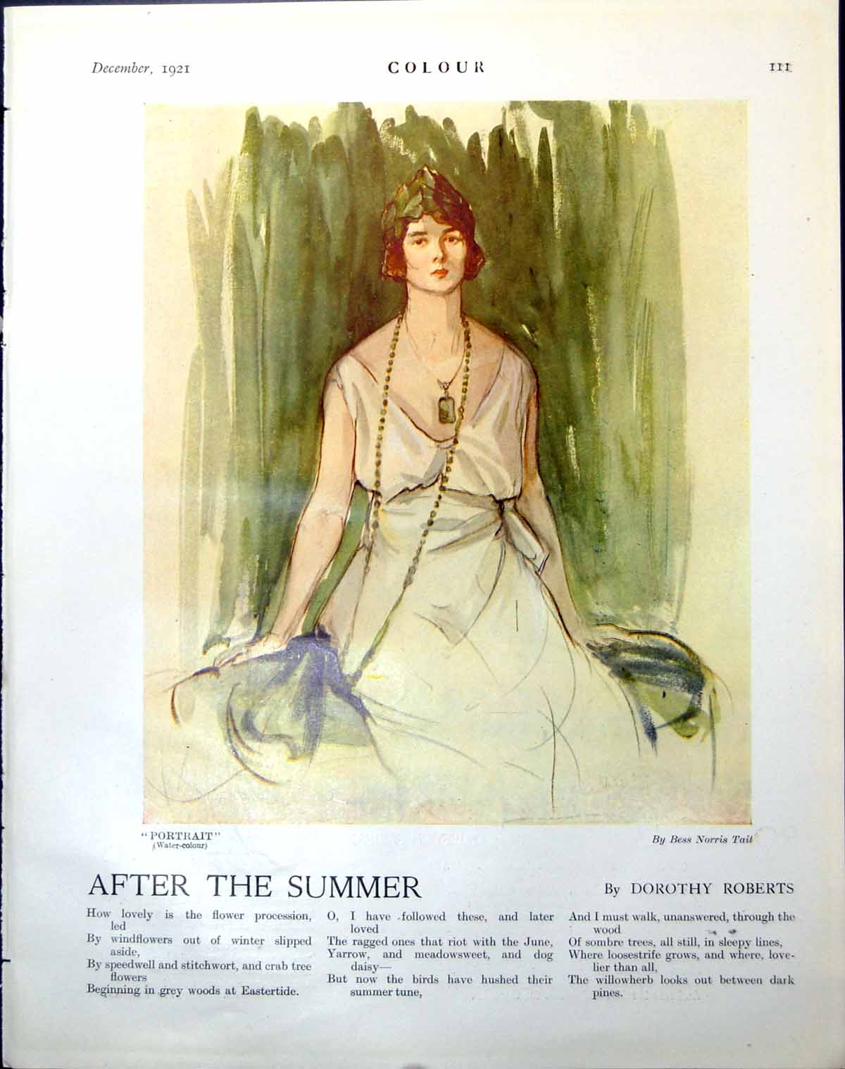 Antique Old Print Portrait Watercolour Bn Tait Etching Toddler W Conor 1921