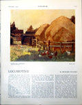 Antique Old Print Farmyard Cheshire Hayricks Fencing Buildings R Jack 1921 20th