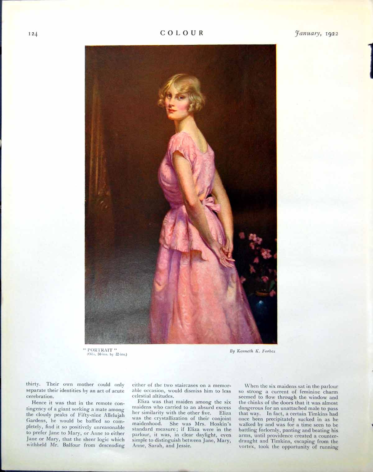 Old Print Portrait Lady K K Forbes La Rue Des Quatre Vents Rr Jones 1922 20th