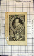 Old Antique Print Duc De Sully Portrait Long Beard Ruffed Collar Insignia