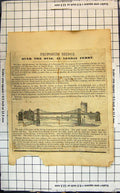 Antique Old Print Proposed Bridge Over The Ouse At Lendal Ferry River Boats