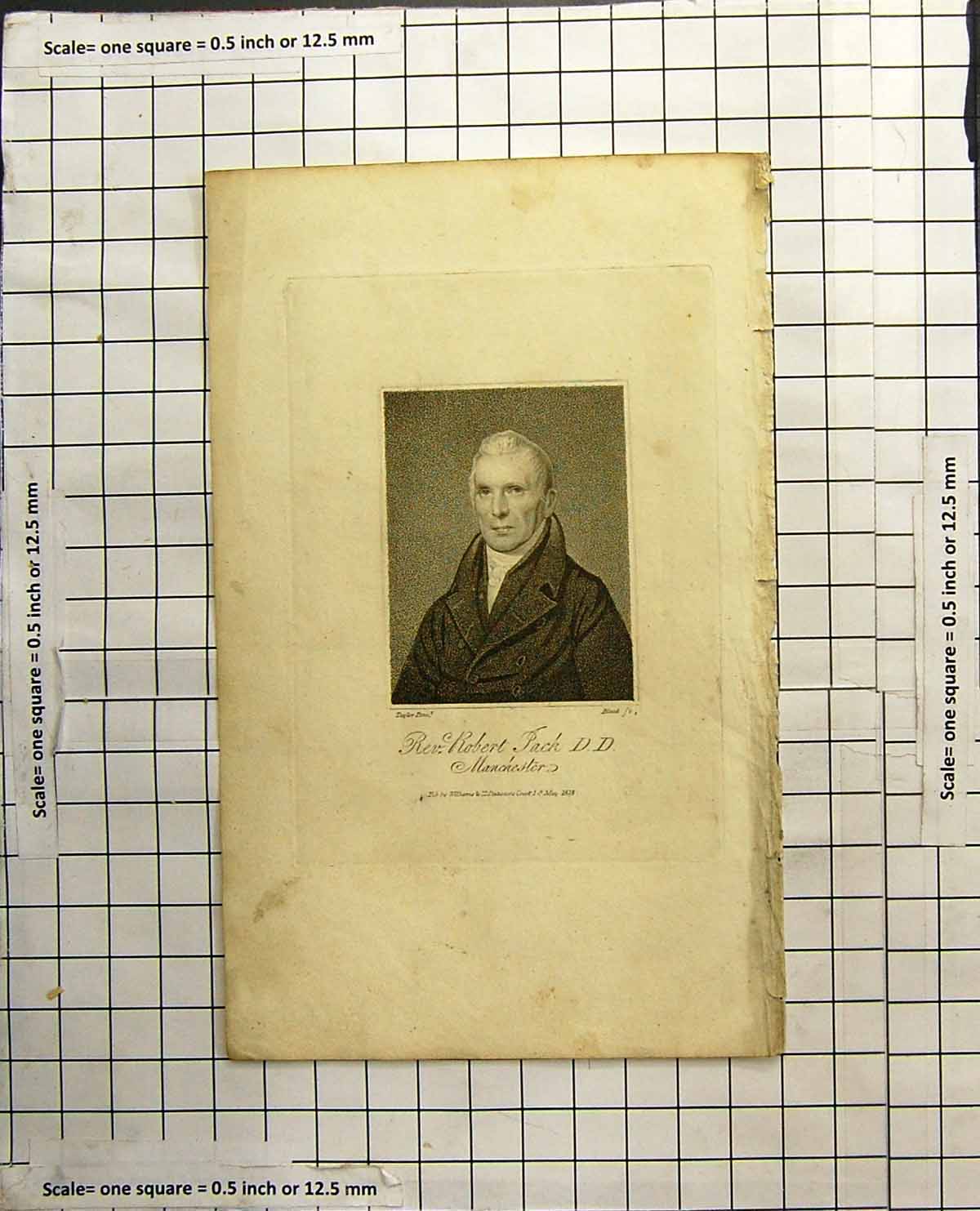 Old Antique Print Portrait Rev Robert Jack Dd Manchester Heavy Black Coat