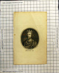 Original Old Antique Print Portrait Henry Iii Robes Crown Embossed Page