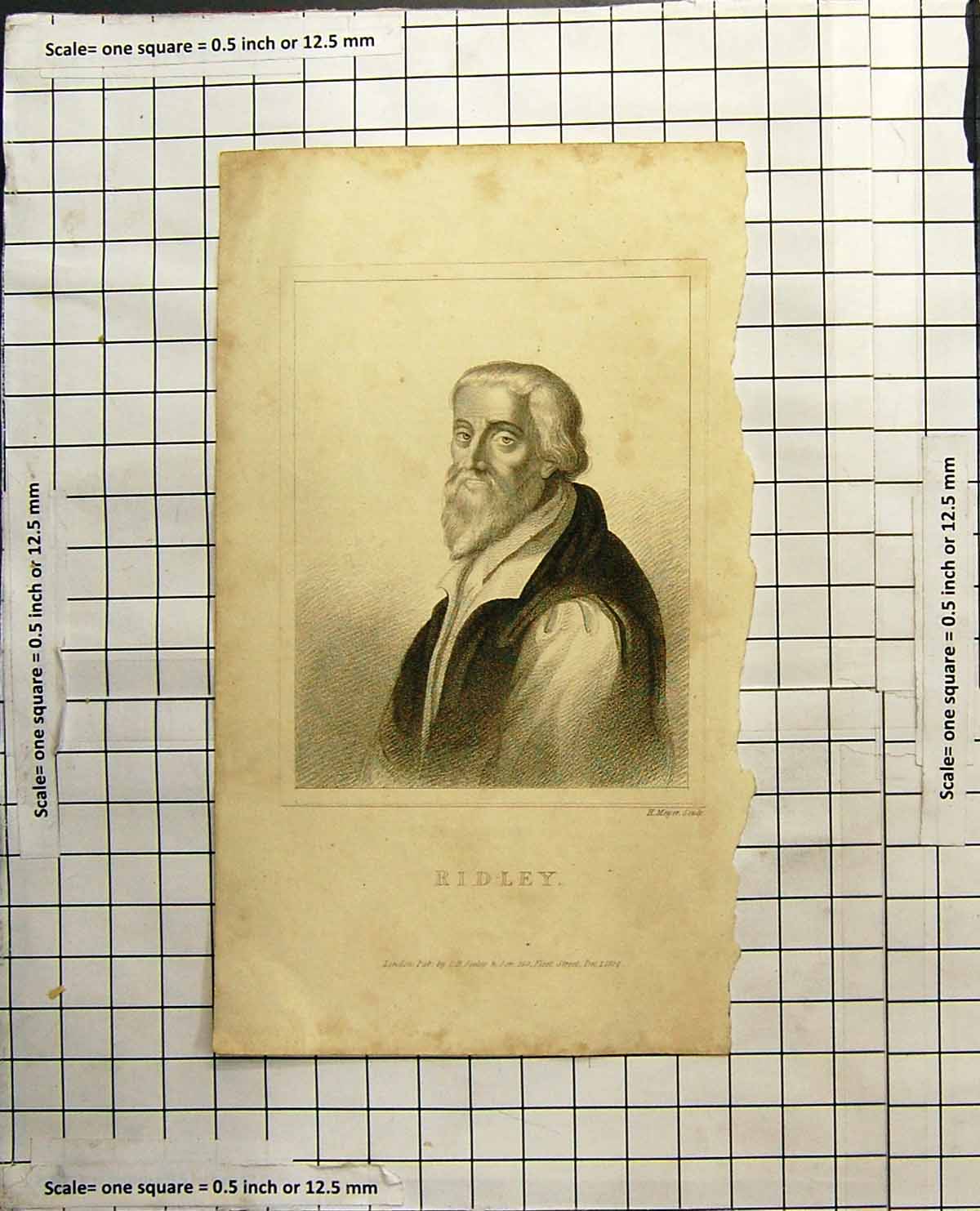 Antique Print Portrait Ridley H Meyer Sculp Gentleman Beard Waistcoat 1826 19th