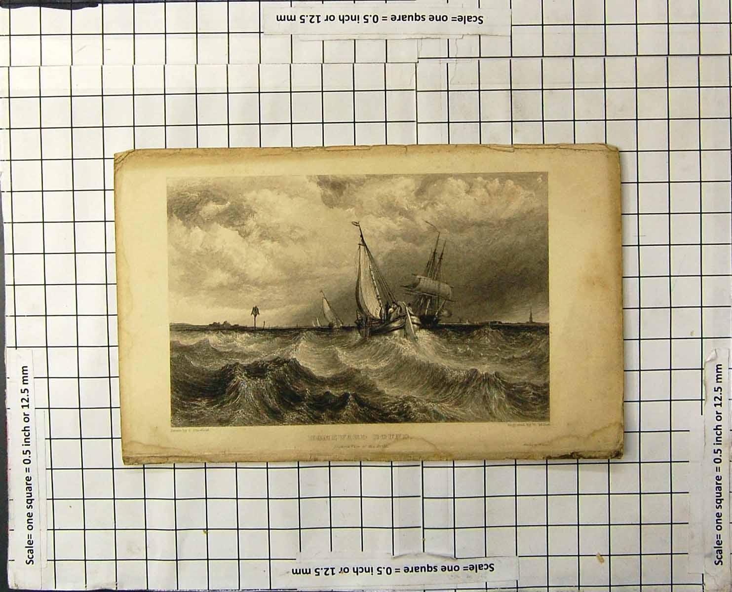 Antique Print Homeward Bound Ships At Sea Returning Land Buoy Choppy Water