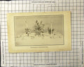 Antique Old Print Table Decoration Autumn Tinted Foliage Glassware Cutlery