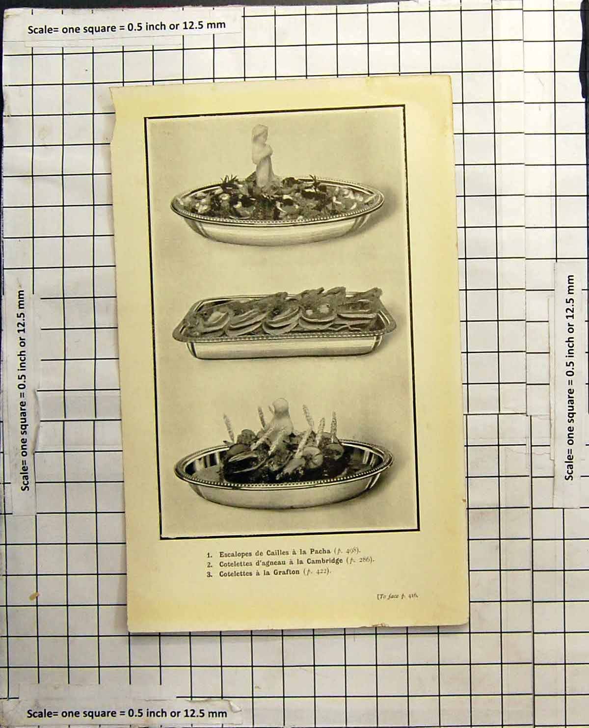 Antique Print Escalopes Cailles Pacha Cotelletes D'Agneau Cambridge Grafton