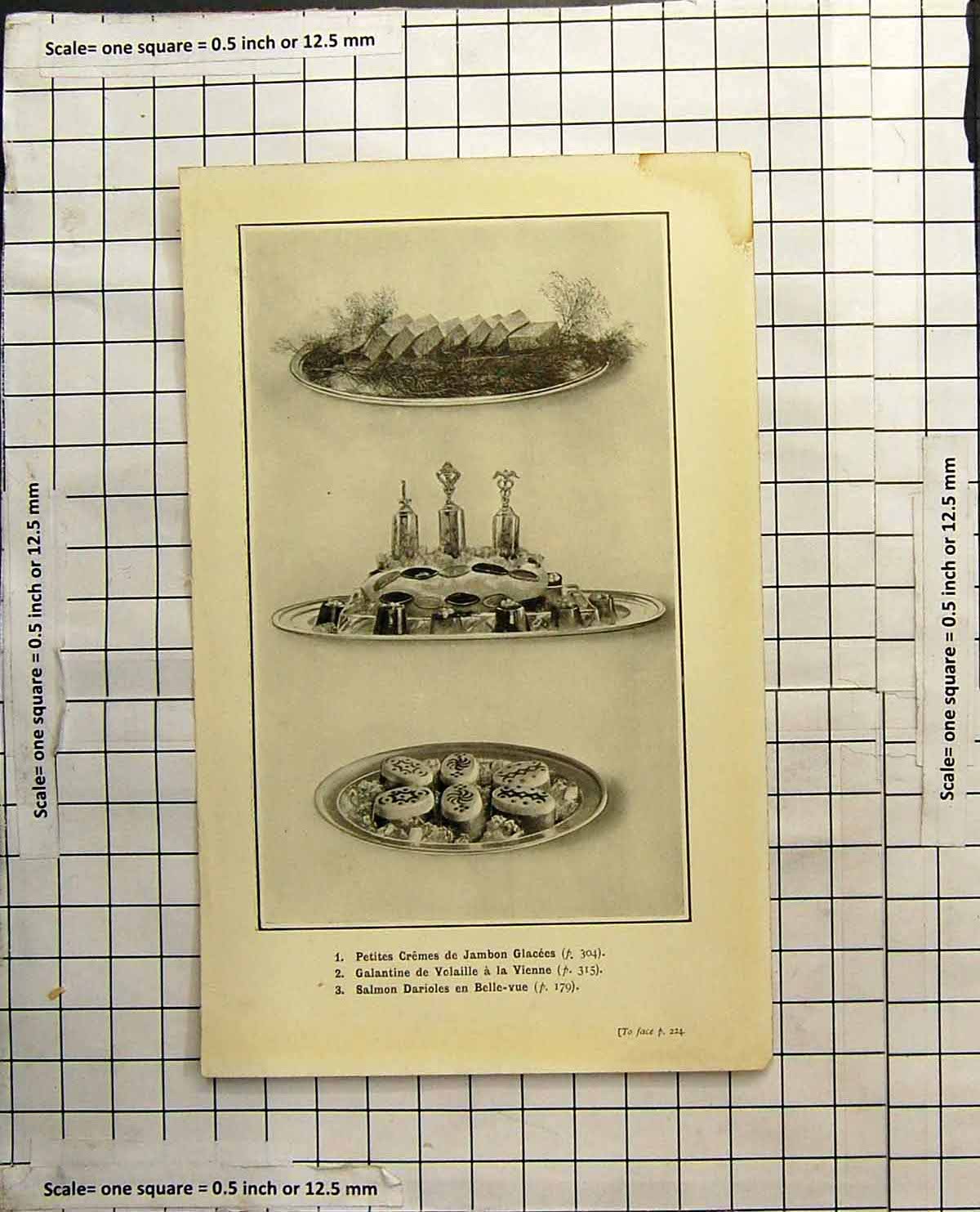 Old Print Petites Cremes Jambon Glacee Galantine Volaille Salmon Darioles