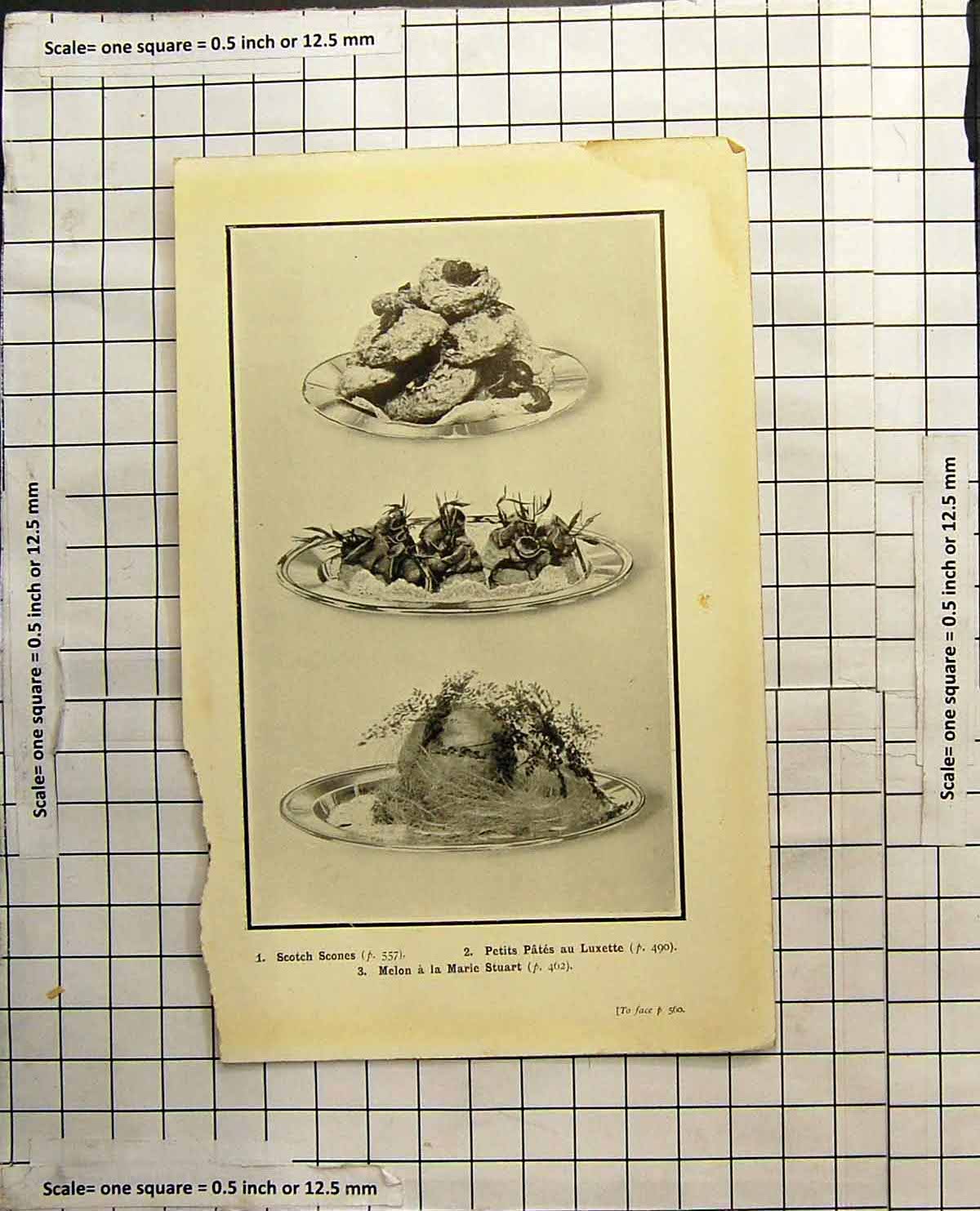 Antique Print Scotch Scones Petits Pates Au Luxette Melon A La Marie Stuart