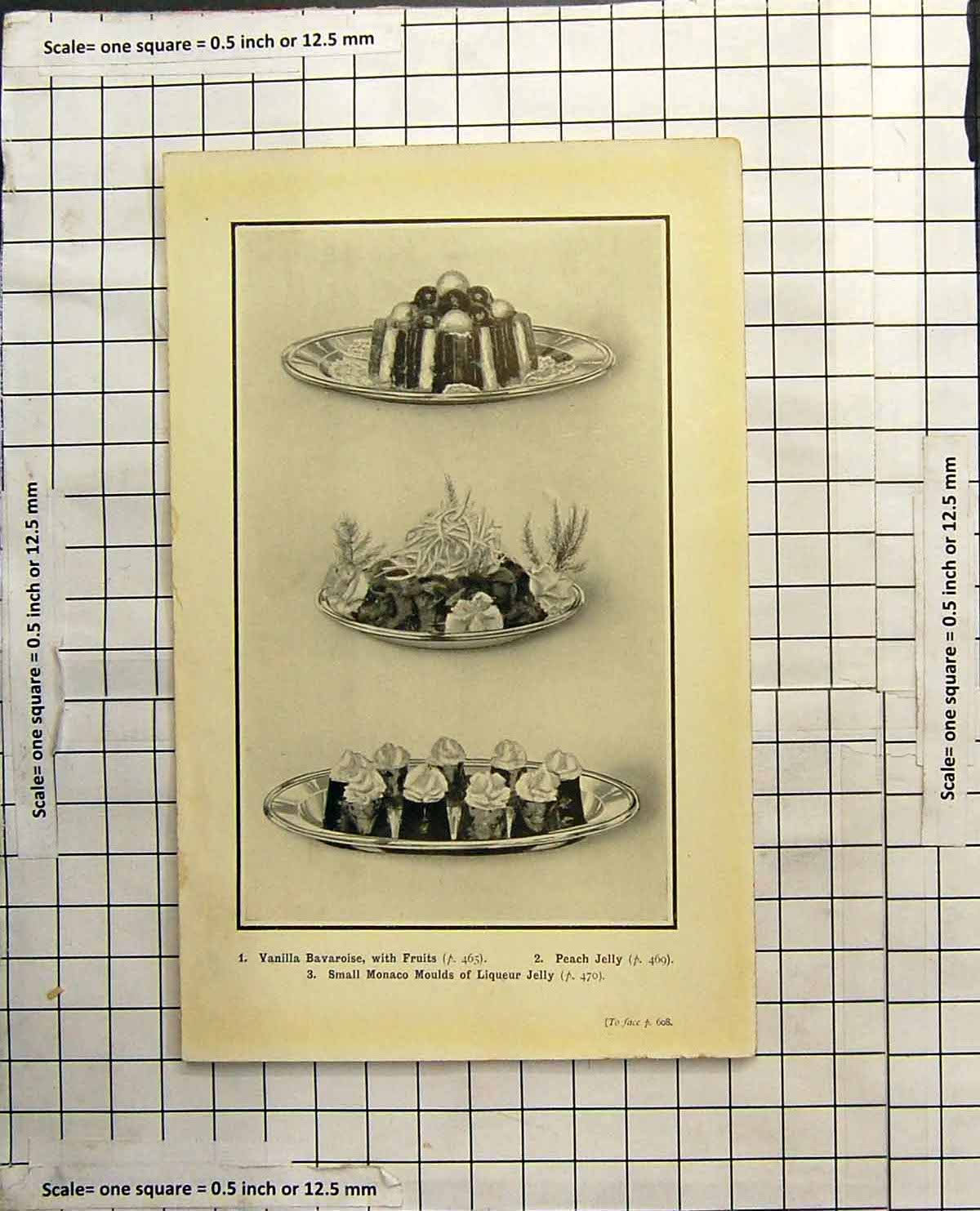 Antique Old Print Vanilla Bavaroise Peach Jelly Monaco Moulds Liqueur Jelly