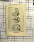 Original Old Antique Print Fancy Straw Bonbon Baskets Lidded Decorated Flowers