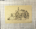 Antique Old Print A Convent Near Genoa Buildings Tower Archways Vegetation 19th