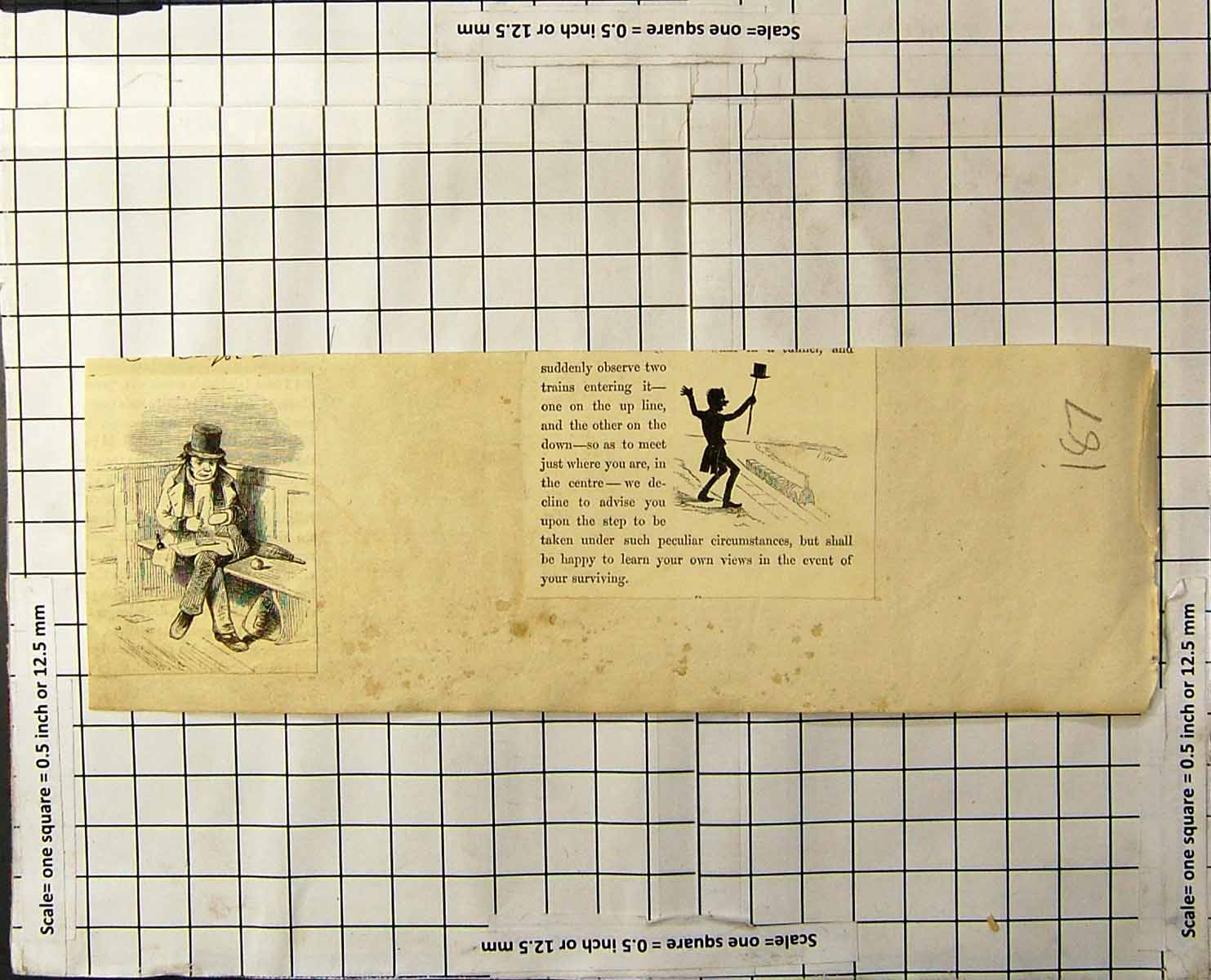 Old Print Man Seated Bread Cheese Napkin Train Horse Procession Elephant 19th