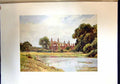 Original Old Antique Print Landscape Colour Eton College Bucks England