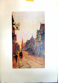 Original Old Antique Print Street Scene Chester Eastgate Street Colour
