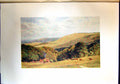 Original Old Antique Print View Downs Hills England Landscape Colour