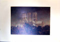 Old Antique Print Architecture Lincoln Cathedral Moonlight Scene Colour