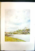 Original Old Antique Print View Windsor Castle London England River Colour
