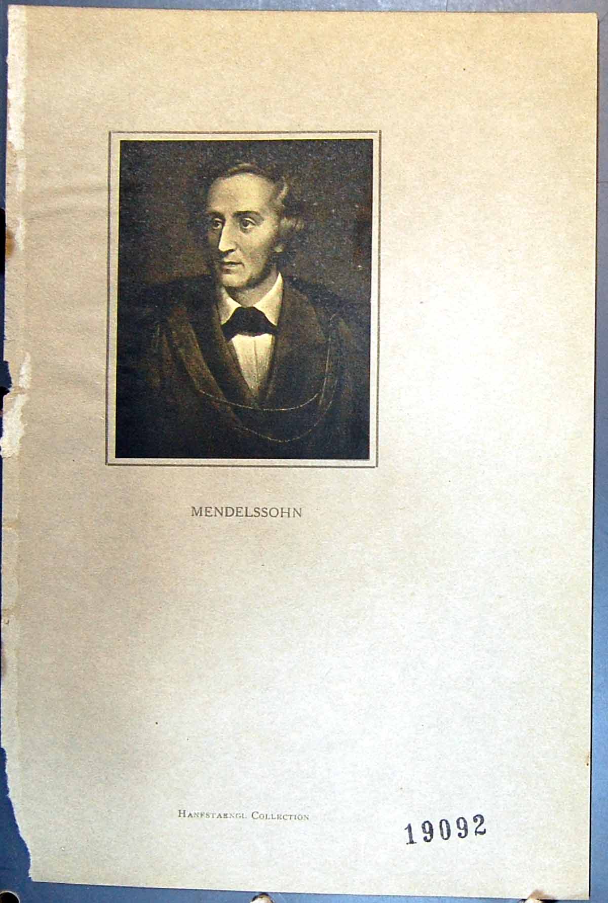 Original Old Antique Print Portrait Mendelsshon
