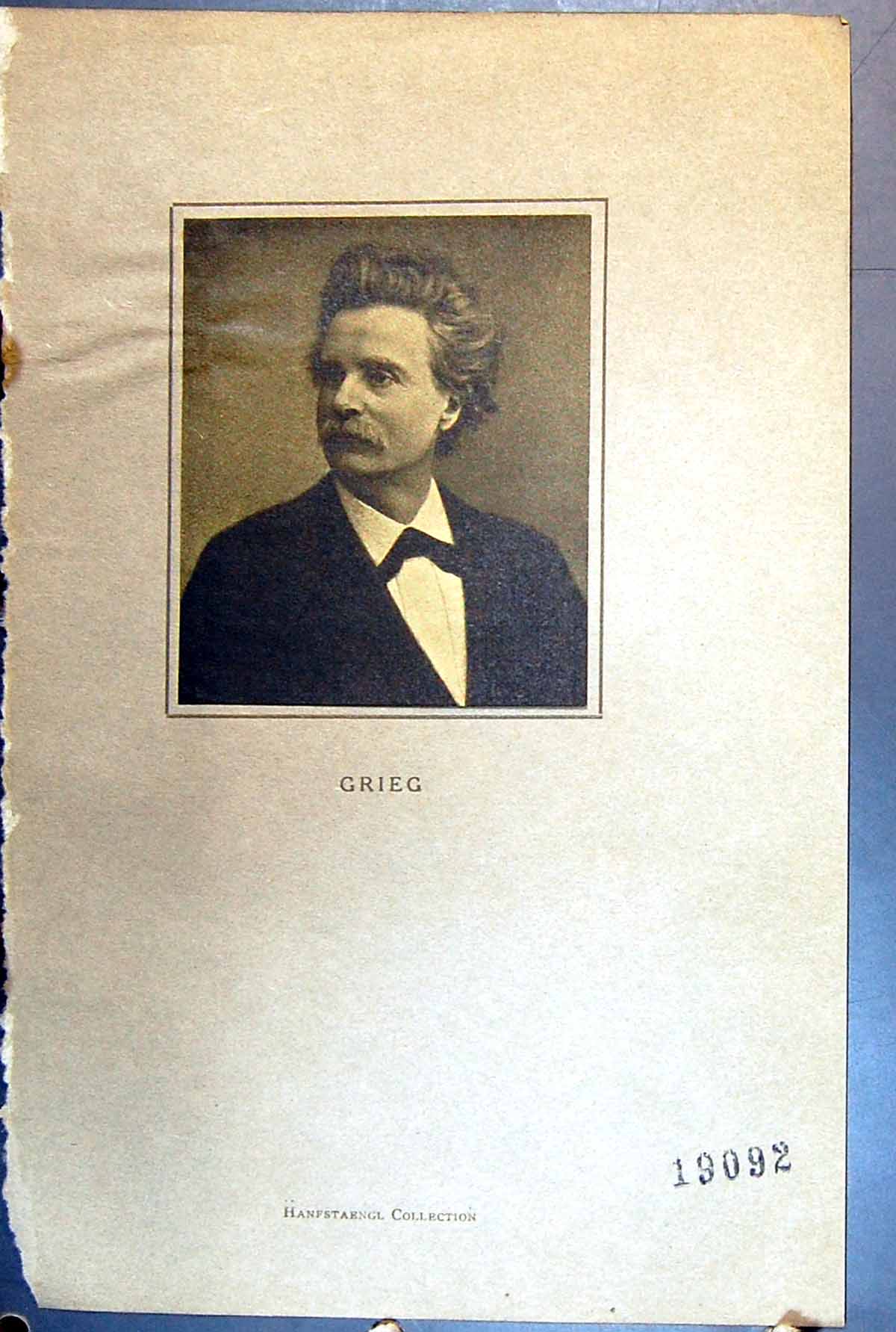 Original Old Antique Print Portrait Grieg