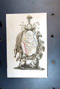 Original Old Antique Print Map Cher Sheep Fish Loiret Clock