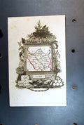Original Old Antique Print Map Aube Troyes Mignard